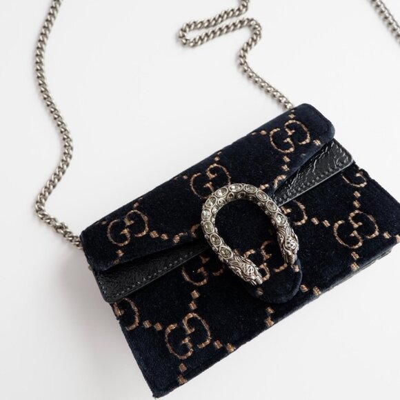 Authentic Preowned Gucci Navy Velvet Super Mini Dionysus Bag - Picture 7 of 16
